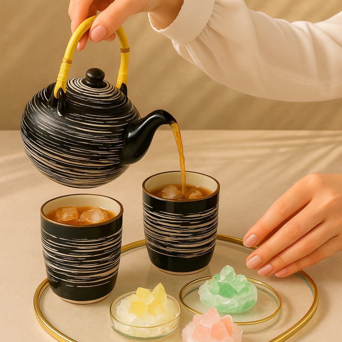 Teapot and cups - artisanal elegance and precious gluttony