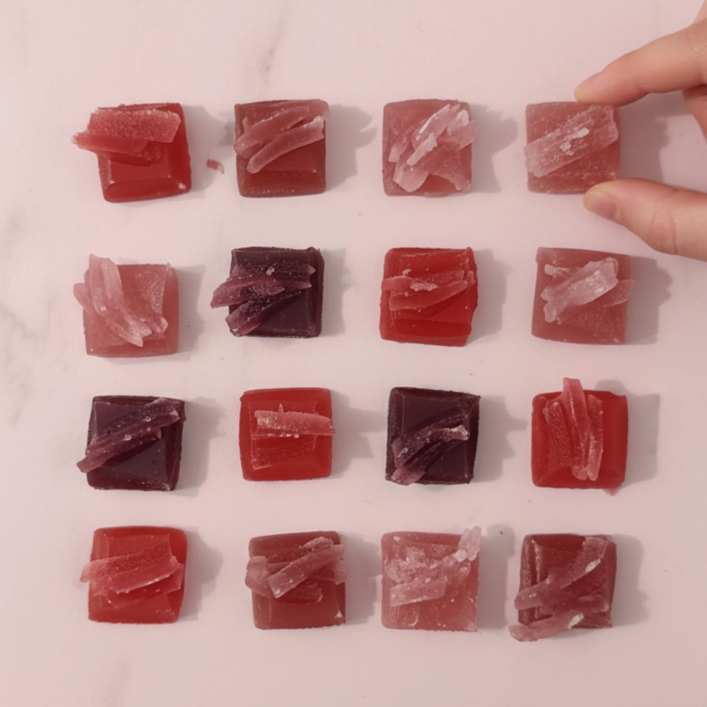 Mini Box da 4 cristalli commestibili ai Frutti Rossi