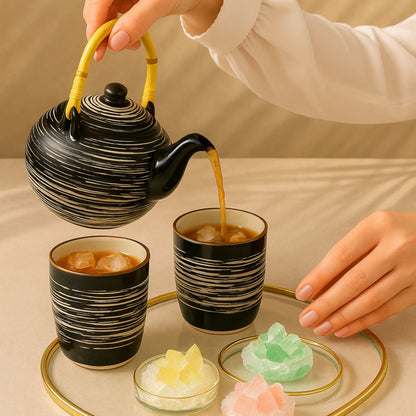 Teapot and cups - artisanal elegance and precious gluttony